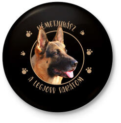 printfashion Németjuhász - Legjobb barátom - Kitűző, hűtőmágnes - Fekete (7174360)