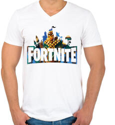 printfashion Fortnite logo Mancake - Férfi V-nyakú póló - Fehér (16348287)