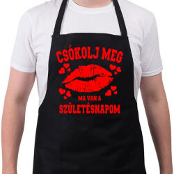 printfashion Csókolj meg, ma van a szülinapom - Kötény - Fekete (4928242)