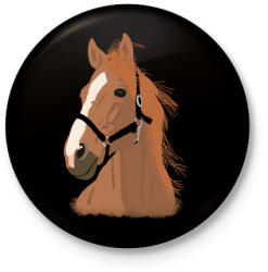 printfashion Ló - Kitűző, hűtőmágnes - Fekete (4596716)