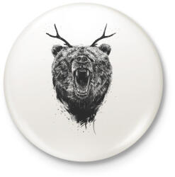 printfashion Angry bear with antlers - Kitűző, hűtőmágnes - Fehér (3074790)