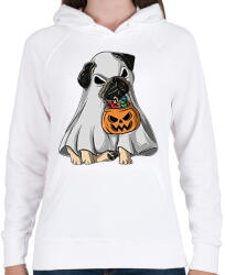 printfashion Halloween mops - Női kapucnis pulóver - Fehér (1832467)