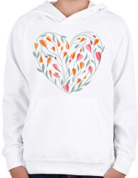 printfashion Virágos szív - Gyerek kapucnis pulóver - Fehér (6536159)
