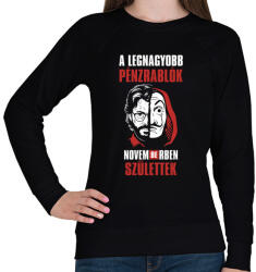 printfashion A legnagyobb pénzrablók novemberben születtek - Női pulóver - Fekete (4682061)