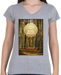 printfashion A föld zenéje - Női V-nyakú póló - Sport szürke (45412)
