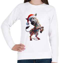 printfashion Táncoló karácsonyi party zebra - Női pulóver - Fehér (15262925)