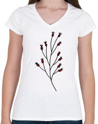 printfashion virág-003 - Női V-nyakú póló - Fehér (2323670)