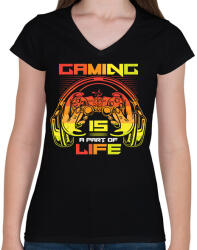 printfashion gaming - Női V-nyakú póló - Fekete (13705714)