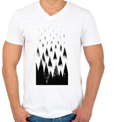 printfashion Black hills - Férfi V-nyakú póló - Fehér (216519)