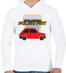 printfashion Polski Fiat - ezzel kezdtem - Férfi kapucnis pulóver - Fehér (10998175)