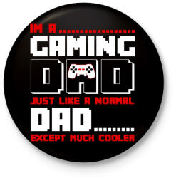 printfashion Gaming Dad - Kitűző, hűtőmágnes - Fekete (3098179)