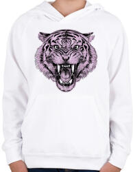 printfashion Tigris - Gyerek kapucnis pulóver - Fehér (13880011)