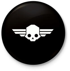 printfashion Helldivers skull - Kitűző, hűtőmágnes - Fekete (15992221)