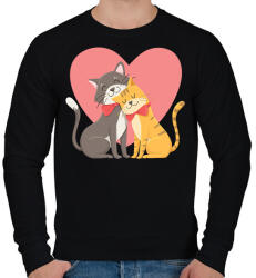 printfashion Cat Love - Férfi pulóver - Fekete (2193164)