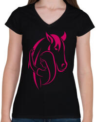 printfashion horse - Női V-nyakú póló - Fekete (5533767)