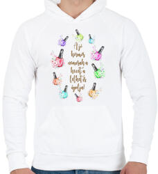 printfashion A jó körmös nemcsak a kezet, a lelket is ápolja! - Férfi kapucnis pulóver - Fehér (16438792)