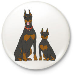 printfashion Doberman kutyák - Kitűző, hűtőmágnes - Fehér (13009466)