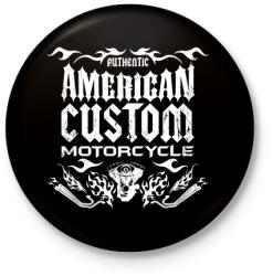 printfashion AMERICAN CUSTOM MOTORCYCLE - Kitűző, hűtőmágnes - Fekete (4869616)