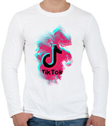 printfashion Lobogó Tik Tok logo - Férfi hosszú ujjú póló - Fehér (2132243)