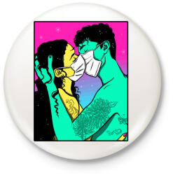 printfashion Mask kiss - Kitűző, hűtőmágnes - Fehér (4834097)