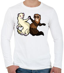 printfashion Vadas és albínó görénypáros - Férfi hosszú ujjú póló - Fehér (4824552)