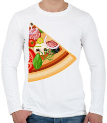 printfashion Pizza son - Férfi hosszú ujjú póló - Fehér (2025969)