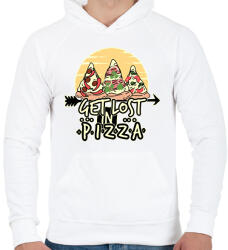 printfashion Get lost in pizza - Férfi kapucnis pulóver - Fehér (1981075)