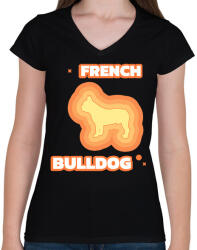 printfashion Francia bulldog - Női V-nyakú póló - Fekete (10441758)