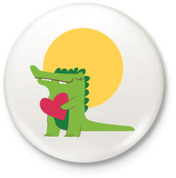 printfashion Szerelmes krokodil - Kitűző, hűtőmágnes - Fehér (3081642)