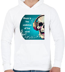 printfashion Music is the medicine - Férfi kapucnis pulóver - Fehér (16661107)