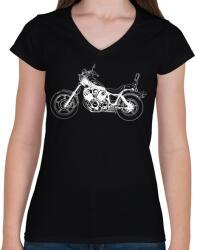 printfashion Yamaha Virago - Női V-nyakú póló - Fekete (6162470)