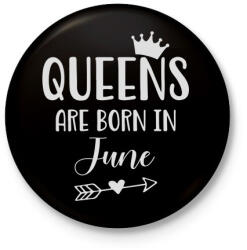 printfashion QUEENS are born in June - Kitűző, hűtőmágnes - Fekete (5499726)