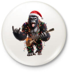 printfashion Vicces karácsonyi gitáros rocker party gorilla - Kitűző, hűtőmágnes - Fehér (15256764)
