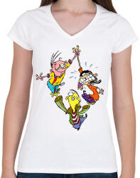 printfashion Ed Edd Eddy - Női V-nyakú póló - Fehér (2368313)
