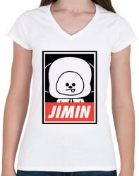 printfashion BTS JIMIN - Női V-nyakú póló - Fehér (1650785)