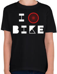 printfashion I love bike (white) - Gyerek póló - Fekete (7430497)