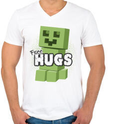 printfashion Minecraft ölelés - Férfi V-nyakú póló - Fehér (876506)