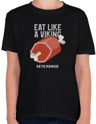 printfashion EAT LIKE A VIKING - Gyerek póló - Fekete (10361361)