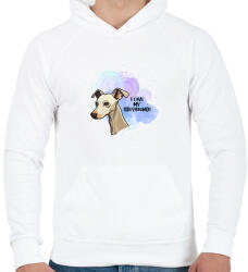 printfashion I love my greyhound - Férfi kapucnis pulóver - Fehér (14243476)