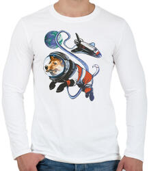 printfashion Űrhajós corgi - Férfi hosszú ujjú póló - Fehér (10137076)