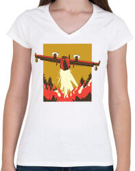 printfashion Légi oltás - Női V-nyakú póló - Fehér (6246887)
