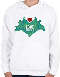 printfashion Állat szeretet - Gyerek kapucnis pulóver - Fehér (14496433)