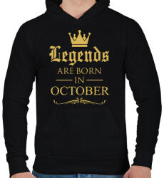 printfashion A legendák októberben születnek - Férfi kapucnis pulóver - Fekete (401157)