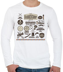 printfashion barber flyer - Férfi hosszú ujjú póló - Fehér (4694667)