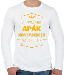 printfashion A legjobb apák november - Férfi hosszú ujjú póló - Fehér (2808328)