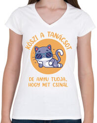 printfashion Köszi a tanácsot - Női V-nyakú póló - Fehér (7274178)