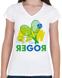 printfashion Go Roger - Női V-nyakú póló - Fehér (12412822)