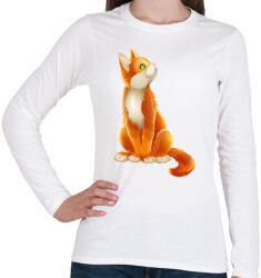 printfashion Vörös cica - Női hosszú ujjú póló - Fehér (1022250)