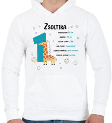 printfashion Baba adatok (fiú) - Férfi kapucnis pulóver - Fehér (8095777)