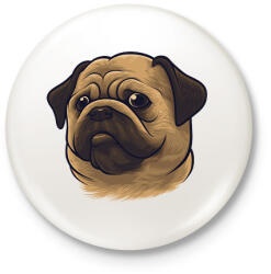 printfashion Mopsz - Pug - Kitűző, hűtőmágnes - Fehér (12073094)